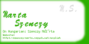 marta szenczy business card